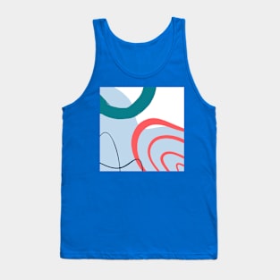 Urban Blue Red Circling Side Abstract Art Tank Top